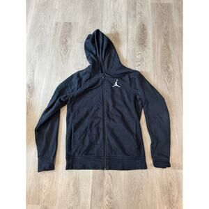Nike Air Jordan Men's Full Zip Hooded Jacket Fleece Long Sleeve Black Size M